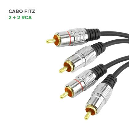 Imagem de Cabo Rca 10 Metros Dupla Blindagem Cobre 2+2 Rca - Blindado