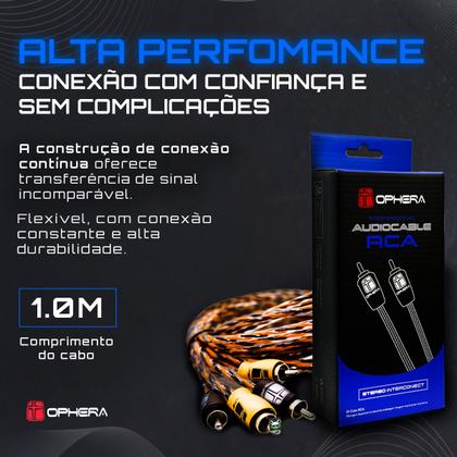 Imagem de Cabo RCA 100% Cobre 1M Trançado Profissional Ophera Phantom