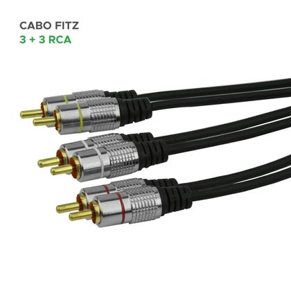 Imagem de Cabo Rca 5 Metros Dupla Blindagem Cobre 5m Blindado 3+3 Rca