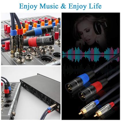 Imagem de Cabo RCA para XLR JOLGOO Dual RCA macho para Dual XLR macho 2m