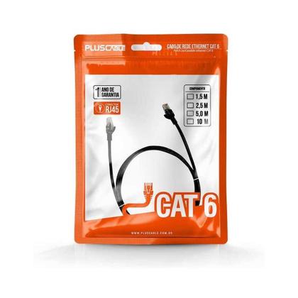 Imagem de Cabo Rede Patch Cord Pluscable Pc-Eth6U50Bk, 5 Metros, Cat6,