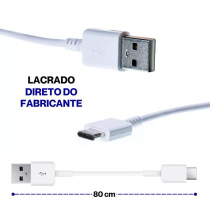 Imagem de Cabo Samsung USB p/ Tipo C Branco 1m A13 A24 A32 A53 S20 S21 Fe Original