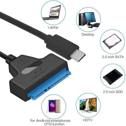 Imagem de Cabo SATA para USB C 3.0 , Adaptador Conversor de Unidade de Disco Rígido SATA