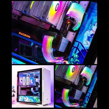 Imagem de Cabo Sleeved Argb 24 Pinos Extensor Fonte Atx Gamer 5v 3pin