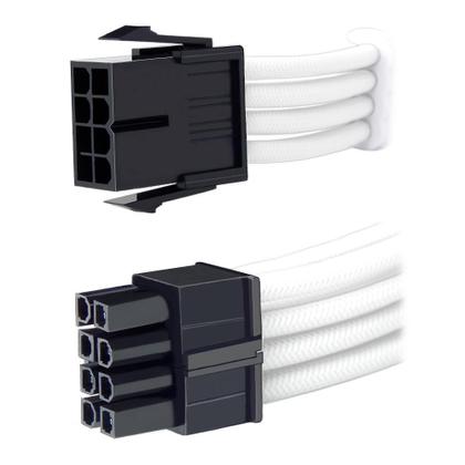 Imagem de Cabo sleeved branco extensor fonte para cpu 4+4 = 8 pinos