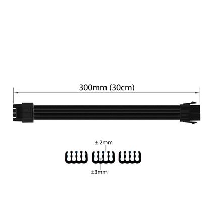 Imagem de Cabo sleeved preto extensor fonte para cpu 4+4 = 8 pinos
