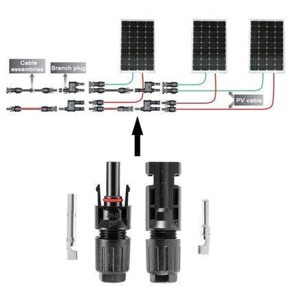 Imagem de Cabo Solar 4mm 20m Preto + 20m Verm + 2 Par De Conector Mc4