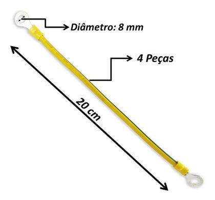 Imagem de Cabo Solar De 4mm² E 20cm Jumper De Aterramento - 4 Peças