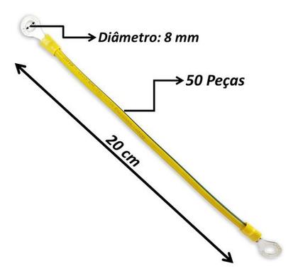 Imagem de Cabo Solar De 4mm² E 20cm Jumper De Aterramento - 50 Peças