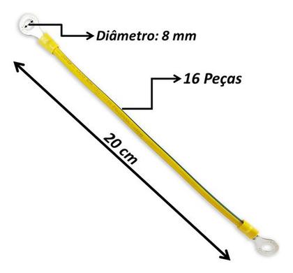 Imagem de Cabo Solar De 6mm2 E 20cm Jumper De Aterramento - 16 Peças