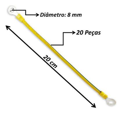 Imagem de Cabo Solar De 6mm2 E 20cm Jumper De Aterramento - 20 Peças