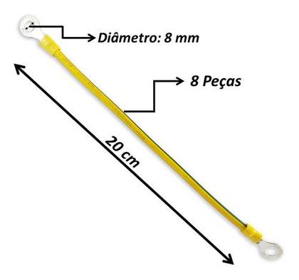 Imagem de Cabo Solar De 6mm² E 20cm Jumper De Aterramento - 8 Peças