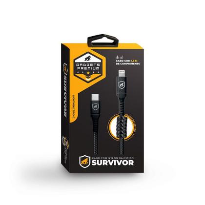 Imagem de Cabo Survivor compatível com Lightning / Tipo C - 1,5m - Gshield