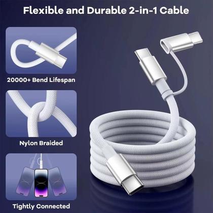 Imagem de Cabo Tipo C 3 Em 1 Com Adaptador Lightning 60w Fast Charge