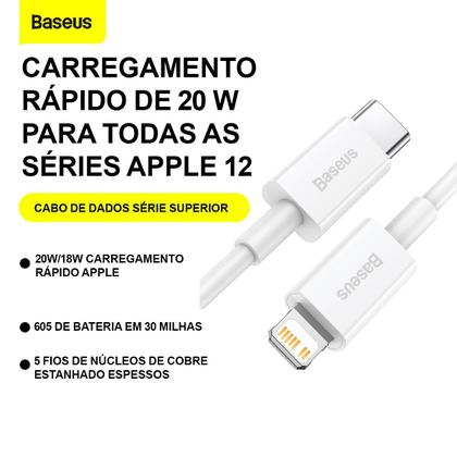 Imagem de Cabo Tipo C para Lightning Baseus Superior Series Fast Charging Data 20W 1m