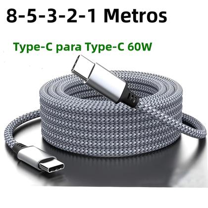 Imagem de Cabo Tipo C Para Tipo C De Carregamento Rápido 60W 1M 2M 3M 5M 8M Cabo De Dados Trançado Em Nylon