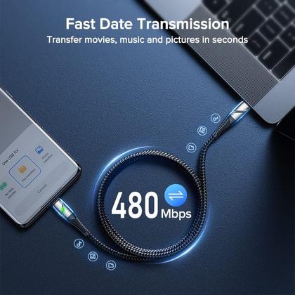 Imagem de Cabo Tipo-c Para Typo-c Qoovi Turbo Qc 3.0 Carga Rápida 100w