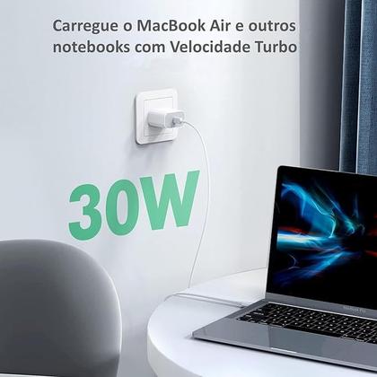 Imagem de Cabo Tipo Usb-C-Usb-C 1m + Fonte Carregador Turbo 30W Android Rápido 6.1A Bivolt