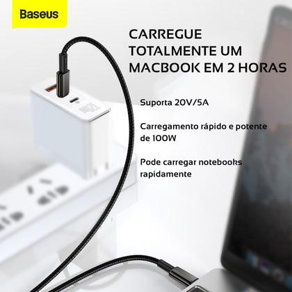 Imagem de Cabo Turbo 100w Baseus USB-C + USB-C Tungsten Gold 2 metros