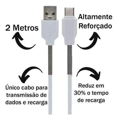 Imagem de Cabo Turbo 3.1a De 2 Metros Tipo C Carregar Celular E Dados - Escritex