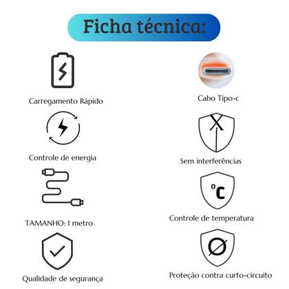 Imagem de Cabo Turbo Carregador Para Moto G23 G73 G53 E13 E22 E32 E40