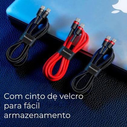 Imagem de Cabo Turbo Duplo Tipo- C Baseus Cafule 60w 20v 3a 2m Cor Preto