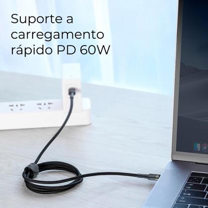 Imagem de Cabo Turbo Duplo Tipo- C Baseus Cafule 60w 20v 3a 2m Cor Preto