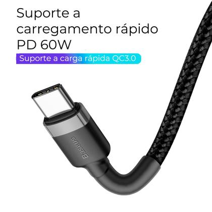 Imagem de Cabo Turbo Duplo Tipo- C Baseus Cafule 60w 20v 3a 2m Cor Preto