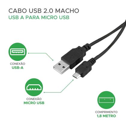 Imagem de Cabo Turbo Usb 1.8 M Micro-usb V8 Carregar Celular Dados