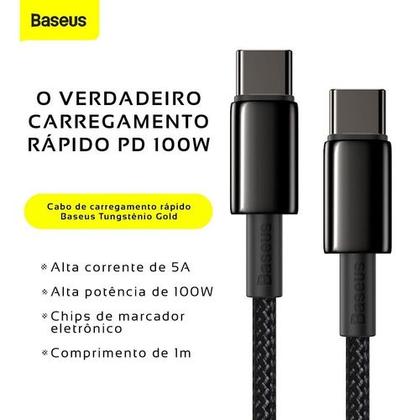 Imagem de Cabo Turbo USBC para USBC Baseus Tungsten Gold 100W 1m