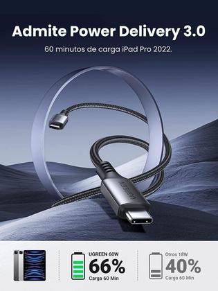 Imagem de Cabo Ugreen Usb Tipo C 60W Pd 3.0 Qc 4.0 Rápido (2 Metros)
