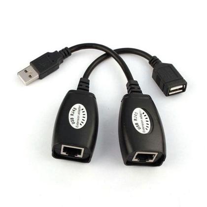 Imagem de Cabo USB 25 Metros Macho Femea Extensor USB 2.0 via Adaptador RJ45