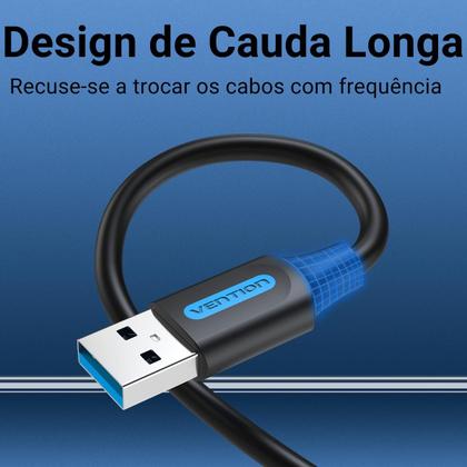 Imagem de Cabo Usb 3.0 Tipo A 1 Metro Macho X Macho Resistente Vention
