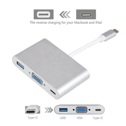 Imagem de Cabo usb 3.1 tipo c a macho para usb versão 3.0 - vga e usb 3.1 tipo c sendo fêmeas