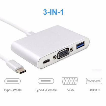 Imagem de Cabo usb 3.1 tipo c a macho para usb versão 3.0 - vga e usb 3.1 tipo c sendo fêmeas