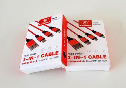 Imagem de Cabo USB  3 Saídas tipo C, MicroUSB, Universal