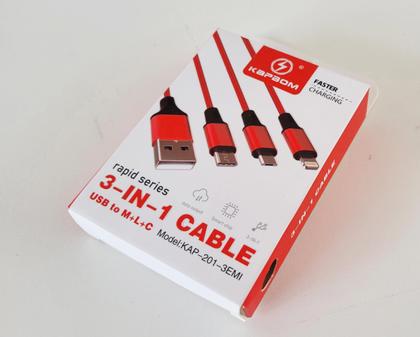 Imagem de Cabo USB  3 Saídas tipo C, MicroUSB, Universal