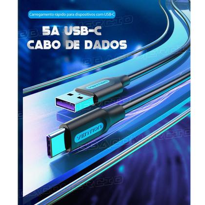 Imagem de Cabo USB A para Tipo C Carregamento Turbo 5a Transf Dados 1m