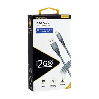 Imagem de Cabo Usb-a Para Usb-c I2go 2m 2,4a Nylon Trançado Chumbo