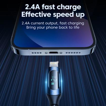 Imagem de Cabo USB-A x Lightning 2.4A com Display 1m Toocki TQ-X03