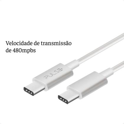 Imagem de Cabo USB-C 1.2 Metro velocidade de Transmissão 480mpbs Branco Pulse Multilaser - WI426