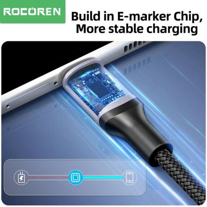 Imagem de Cabo USB-C 100W PD QC 4.0 Retro Series Nylon 2m Rocoren