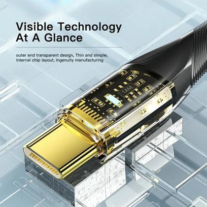 Imagem de Cabo USB-C 100W PD QC 4.0 Translucent Plug Nylon 2m Essager