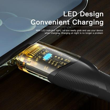 Imagem de Cabo USB-C 100W PD QC 4.0 Translucent Plug Nylon 2m Essager