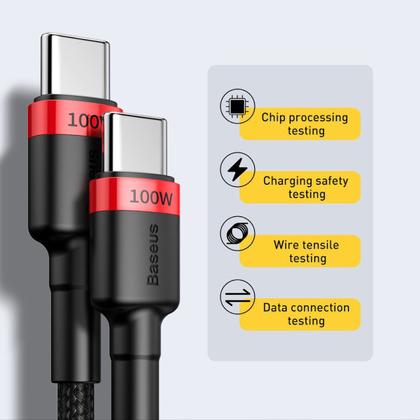 Imagem de Cabo USB-C 100W PD Quick Charge 3.0 Nylon 1m Baseus