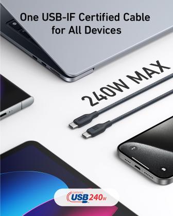 Imagem de Cabo USB C Anker Bio-Braided Type C Fast Charge 240 W 3 m