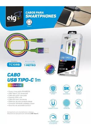 Imagem de Cabo Usb-c - ELG  - Type-c - Fast Charge Original 3a - TC10RB