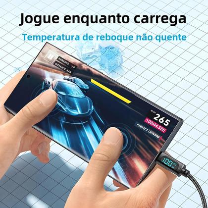 Imagem de Cabo USB-C Essager 100W com Display PD - Carregamento Rápido 7A para Xiaomi, Poco, Samsung, Honor e OnePlus