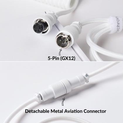 Imagem de Cabo USB-C Keychron Custom Coiled Aviator branco de 1,0 m