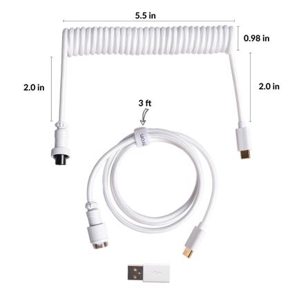 Imagem de Cabo USB-C Keychron Custom Coiled Aviator branco de 1,0 m